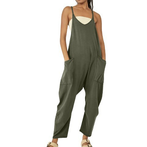 Women's Adjustable Pocket Wide-Leg Jumpsuit