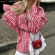 Personality New Cotton Plaid Women's Shirt