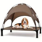 Elevated Dog Bed With Canopy, Outdoor Dog Bed Cot With Removable Shade Tent, Portable Raised Pet Cot Cooling Bed For Dogs And Cats