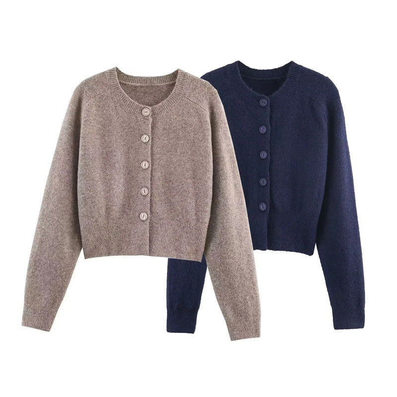 Fashion Temperament Women's Clothing Button Knitted Coat