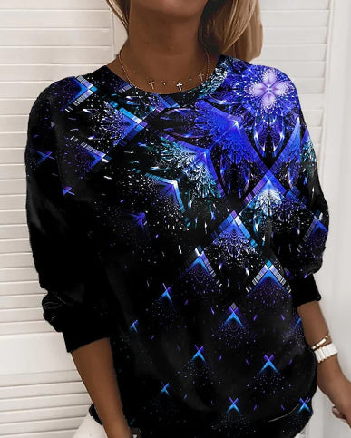 3D Gradient Print Long-Sleeve Sweater