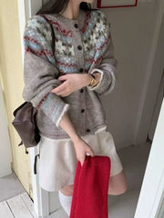 Fairisland Jacquard High-grade Sweater Coat