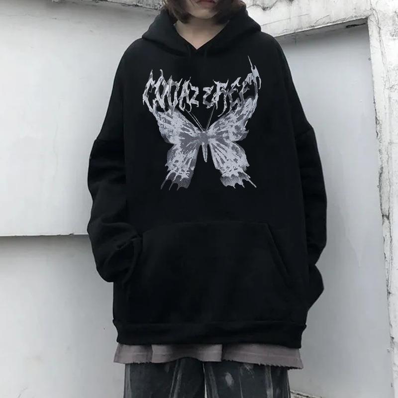 Butterfly Print Hip Hop Hooded Sweatshirt