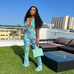 Women's Halterneck Printed Jumpsuit