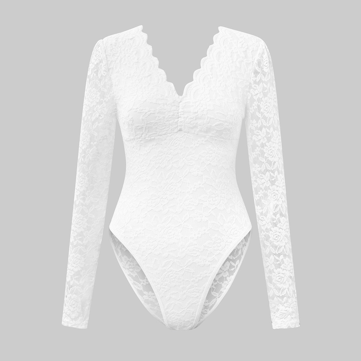 Sexy Sheer Lace Long-Sleeve Bodycon Jumpsuit