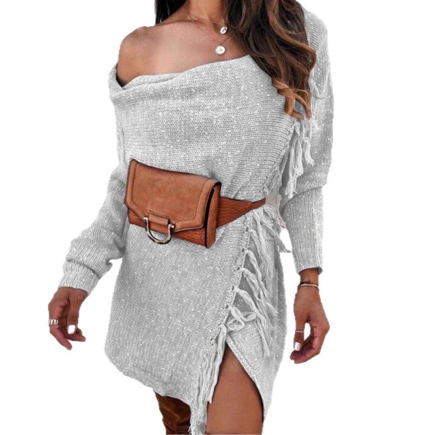 European and American Knitted Tassel Sweater Coat