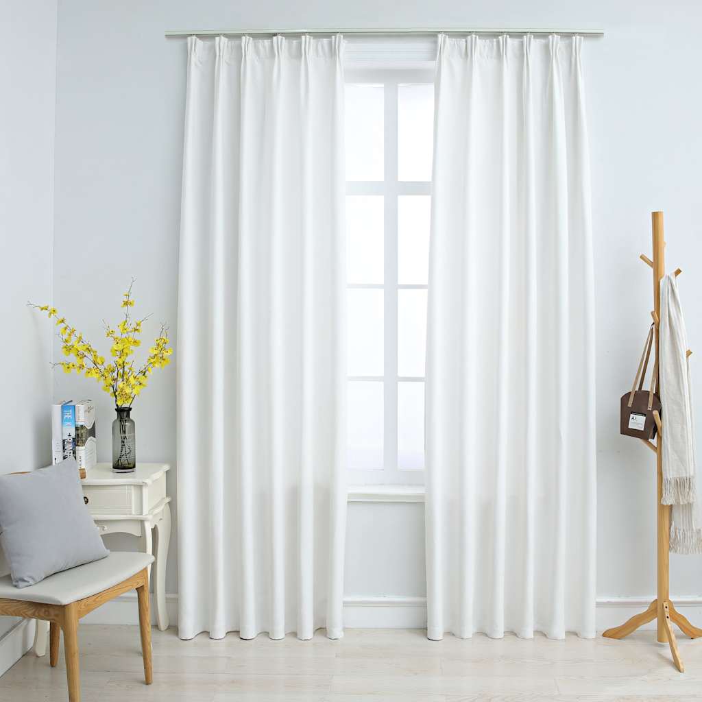 Blackout Curtains with Hooks, 2 Pieces, Grey-white