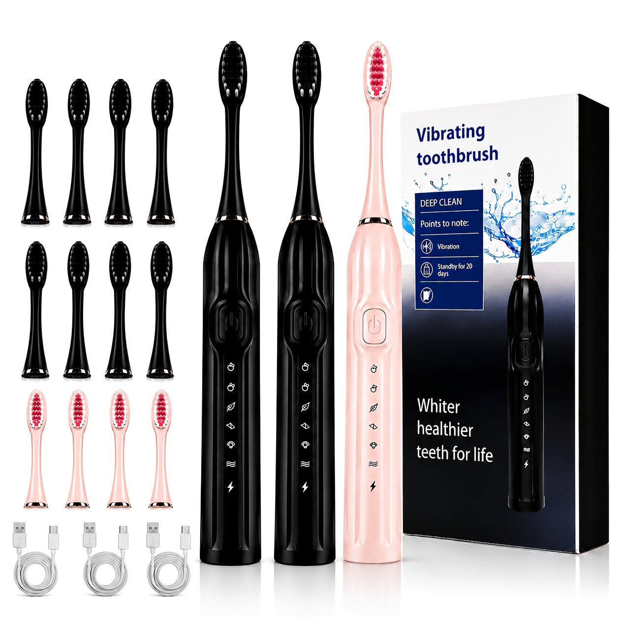 18-Piece IPX7 Sonic Electric Toothbrush Set with 6 Modes