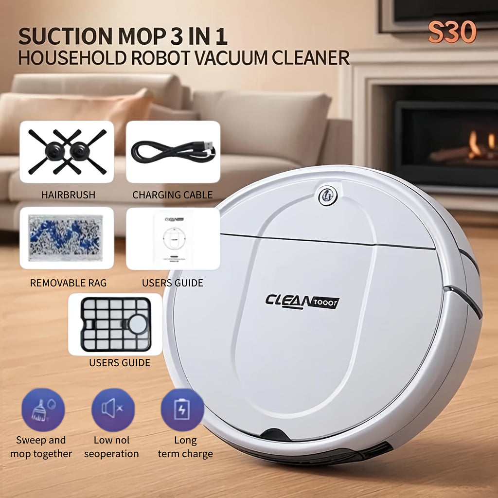 3-in-1 Robot Vacuum Cleaner | Tangle-Free Suction, Automatic Self-Charging, Multi-Purpose for Floor Cleaning, Pet Hair, Paper & Garbage
