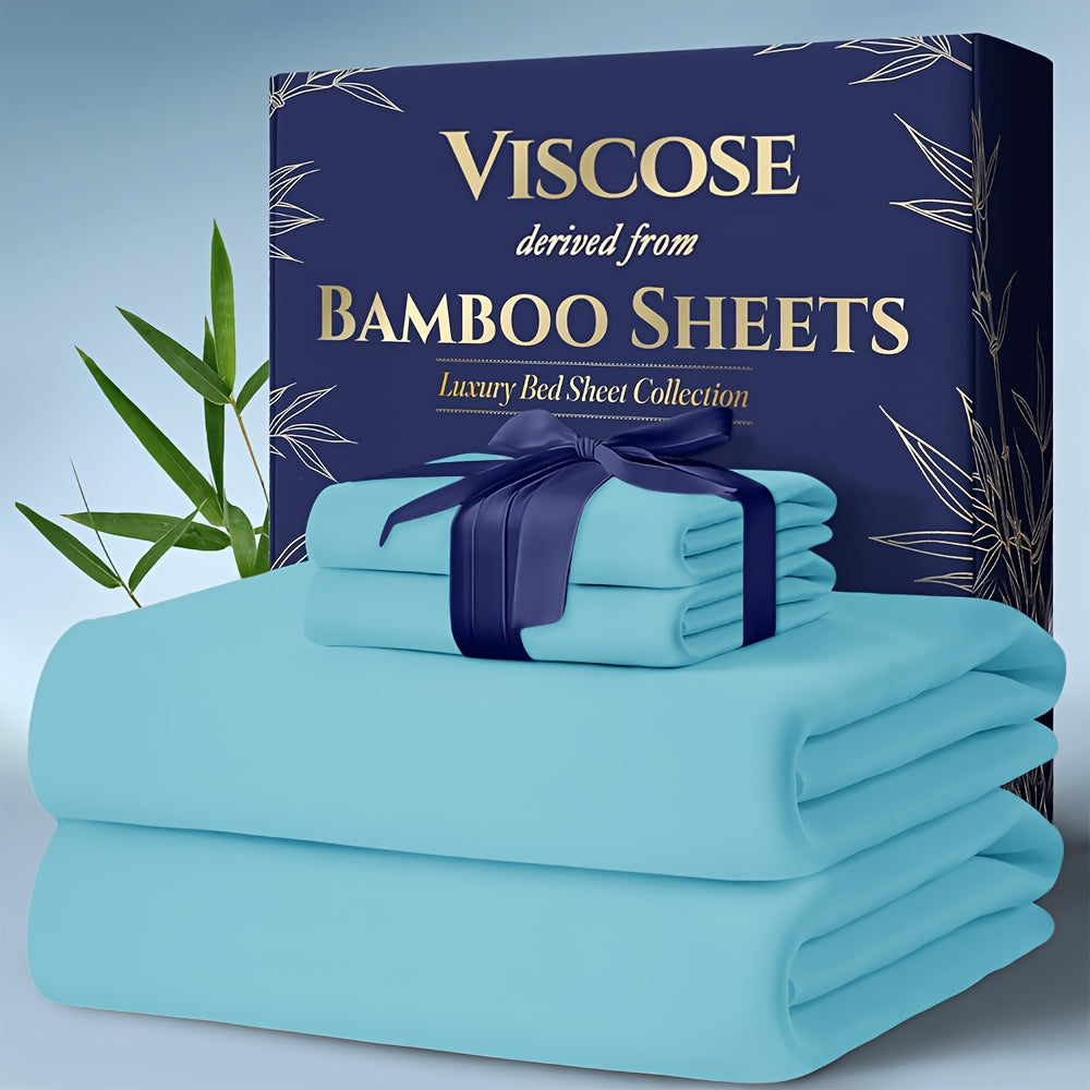 Cooling Bed Sheets King Sets - Luxurious & Ultra-Soft King Size Cooling Sheets for Hot Sleepers - Comfortable & Cool, Bamboo Blend Sheets King Size/Deep Pockets -Home Christmas Decorations