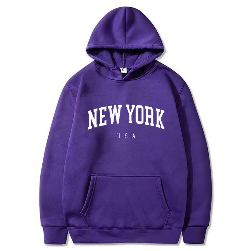 Women's Velvet Padded Printed Casual Sports Hoodie