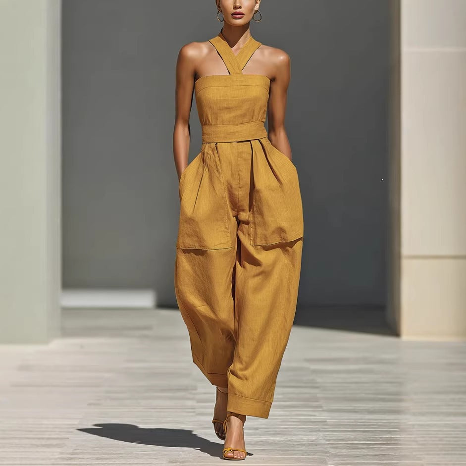 Women's Cross-Strap Loose Jumpsuit & Romper