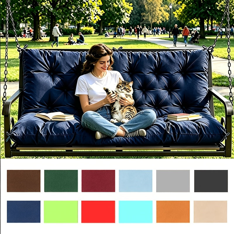 Porch Swing Cushions Outdoor Waterproof Thickened 5" Backyard Swing Cushion with Backrest And Ties 2-3 Seat Outdoor Swing Cushions Replacement for Porch Patio Garden Lawn 60/48/40X40X5 INCH