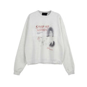 Retro Graphic Print Oversized Pullover Sweater