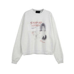 Retro Graphic Print Oversized Pullover Sweater