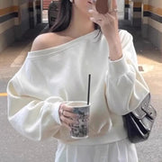 Thin Bottoming Shirt Off-shoulder Loose Casual Top