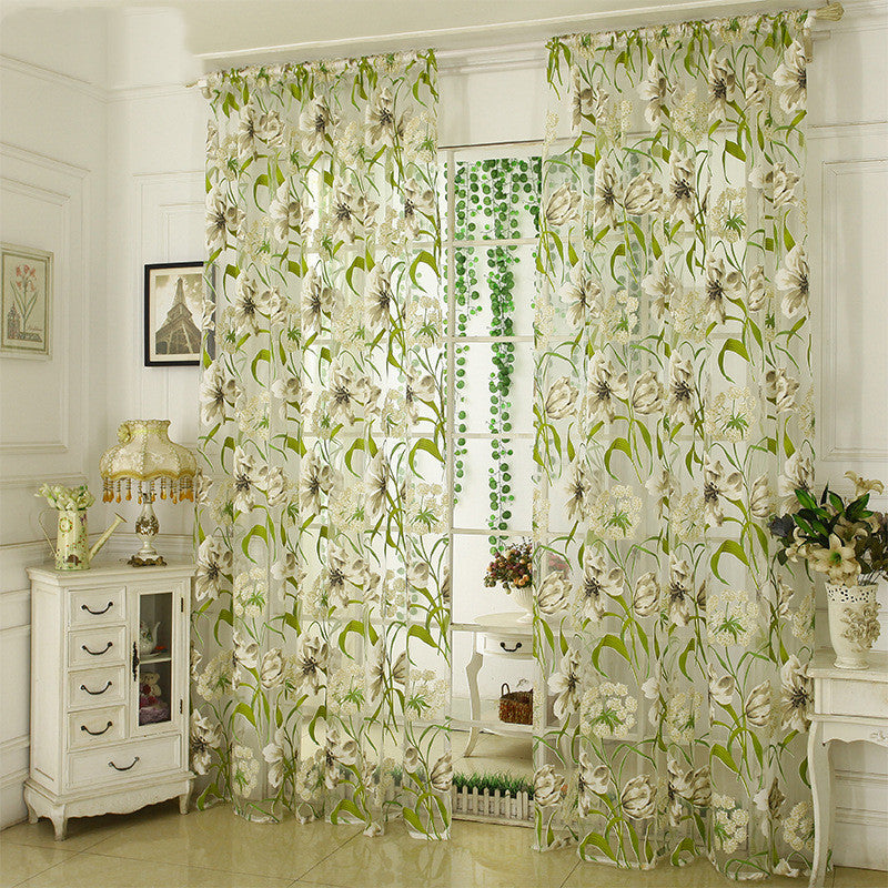 White Striped Yarn Translucent Curtain for Bedroom