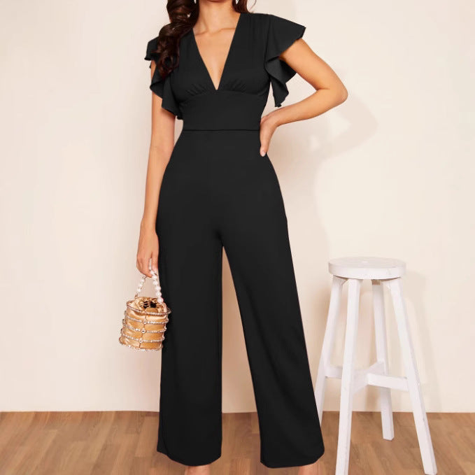 Elegant Ruffle Trim Women's Jumpsuit
