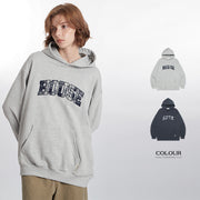 Cozy Oversized Letter Patch Couple Hoodie