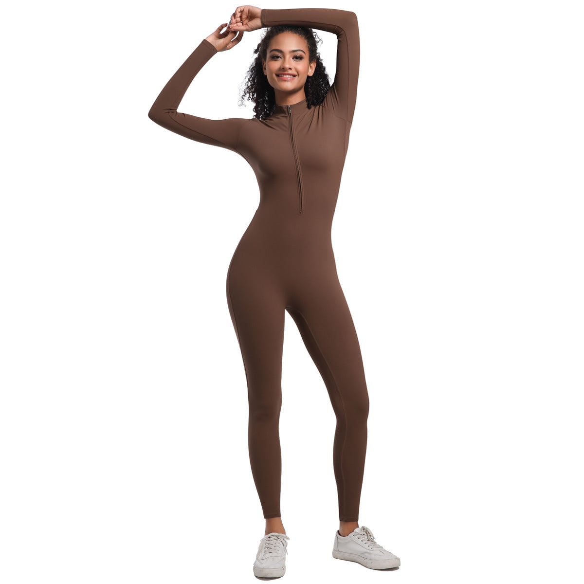 Women's Half-Zip Form-Fitting Workout Jumpsuit