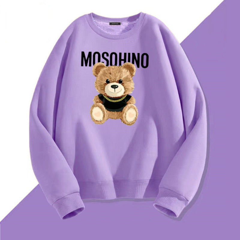 Cute Bear Print Couple Hoodie Matching Sweatshirt