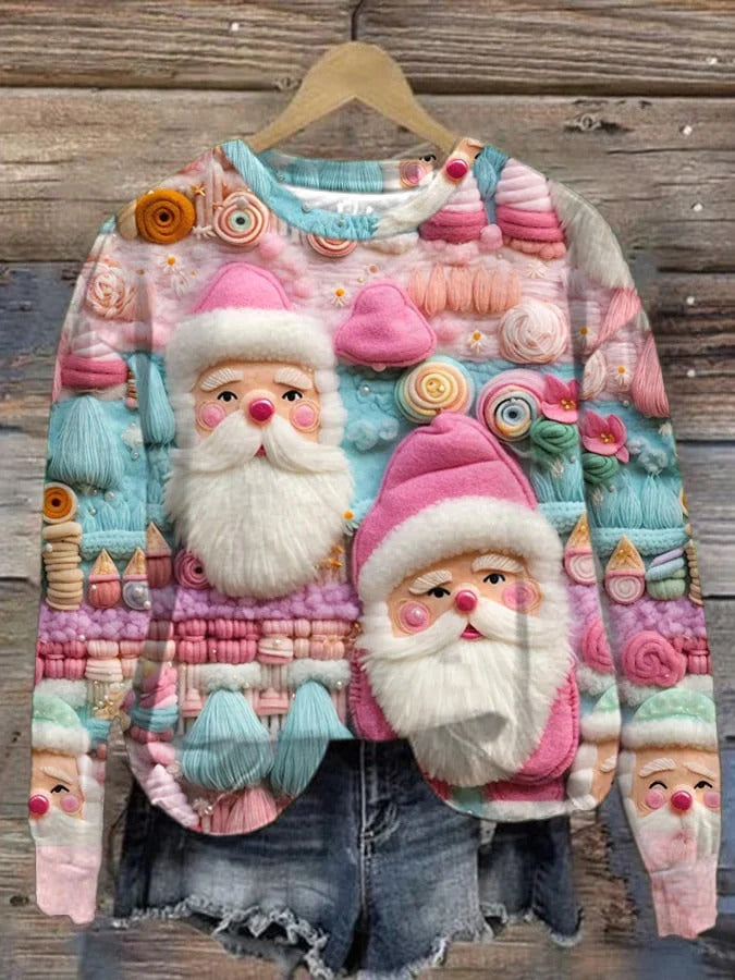 Women's Plus Size Printed Round Neck Casual Sweater
