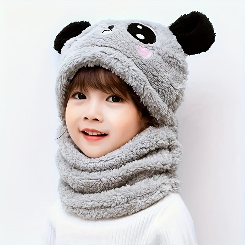 Kids Cartoon Animal Ear Warmer Hat with Thick Lining