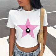 Slim-Fit Cropped Top with Geometric Print – Midriff‑Baring Streetwear
