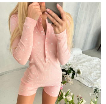 Women's Sweet Slim-Fit Button Jumpsuit