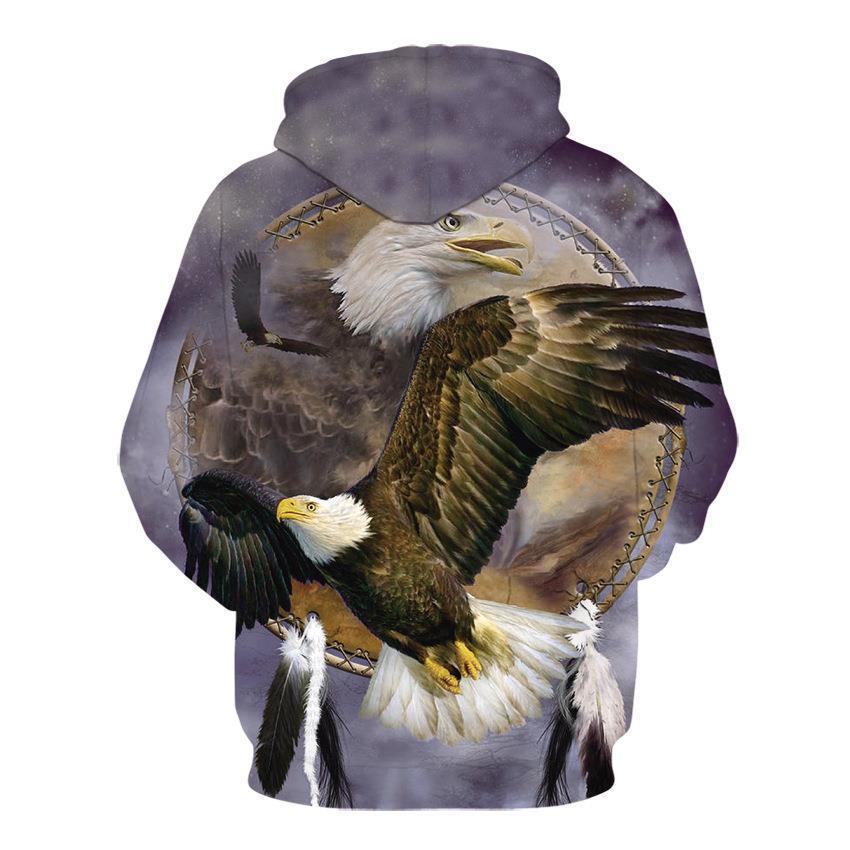 Women's 3D Print Hooded Pocket Pullover Sweatshirt