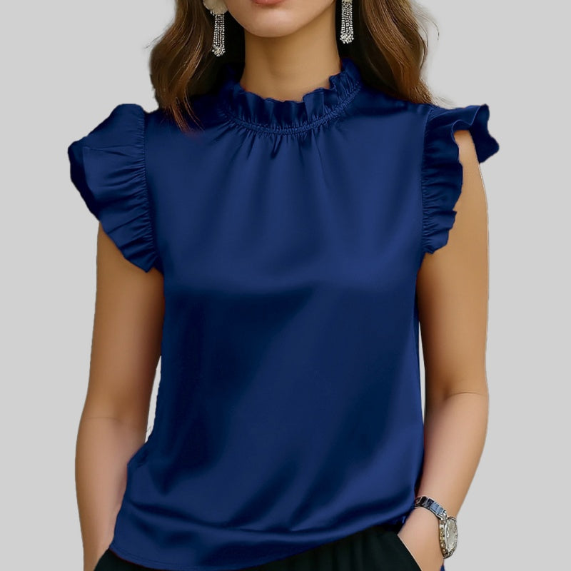 Wine Red Ruffled Sleeveless Top – Elegant Office‑Ready Style