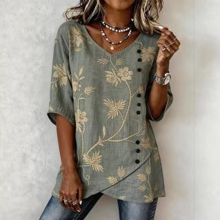 V-Neck Short Sleeve Tops for Women