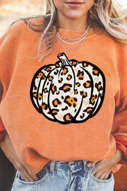 Women's Halloween Pumpkin Graphic Loose Round Neck Pullover Sweater