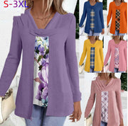 Fashionable Solid-Color Turtleneck Base-Layer Fake Two-Piece T-Shirt