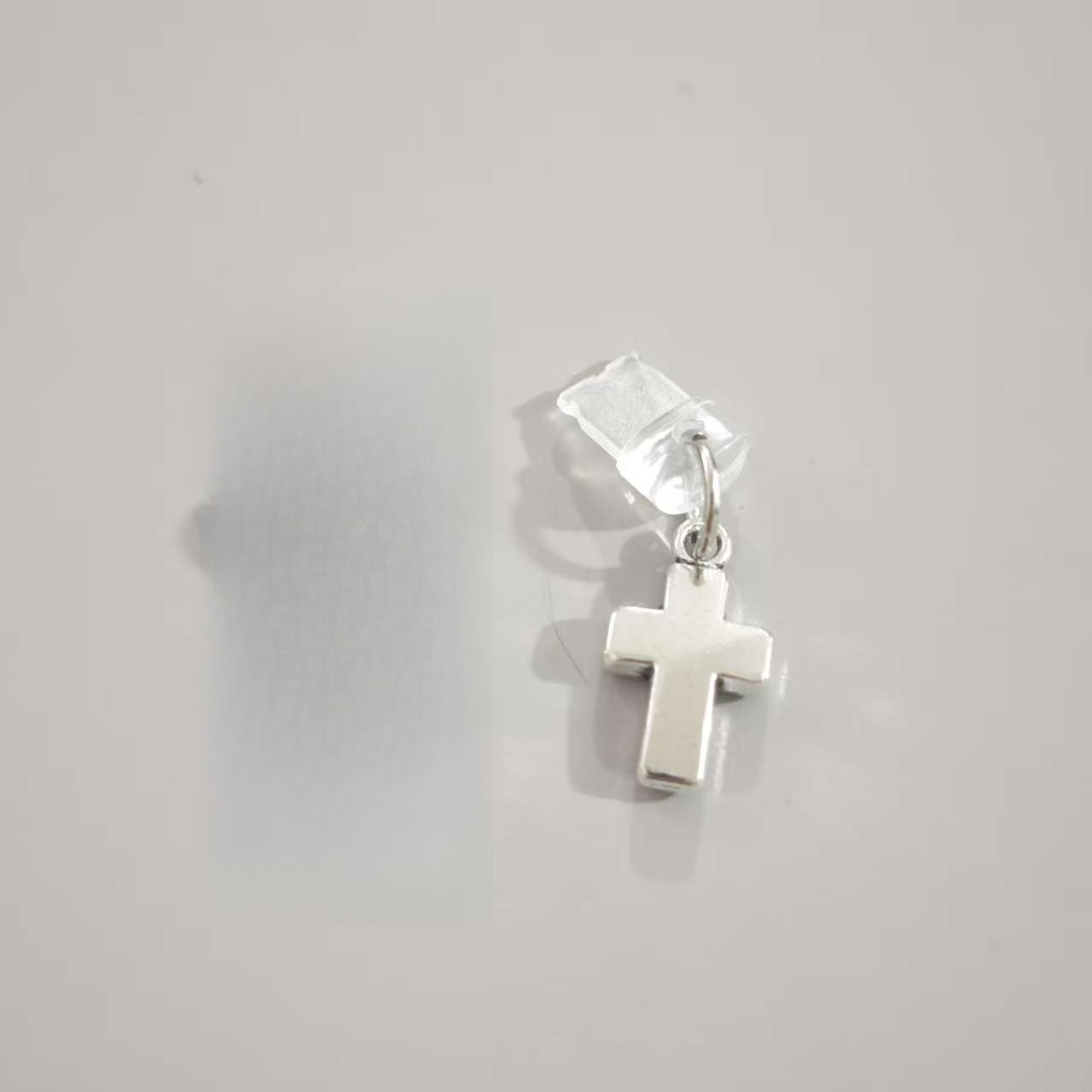 Silvery Cross Dust Plug Phone Charm – Protective Port Cover for iPhone and Type‑C Devices