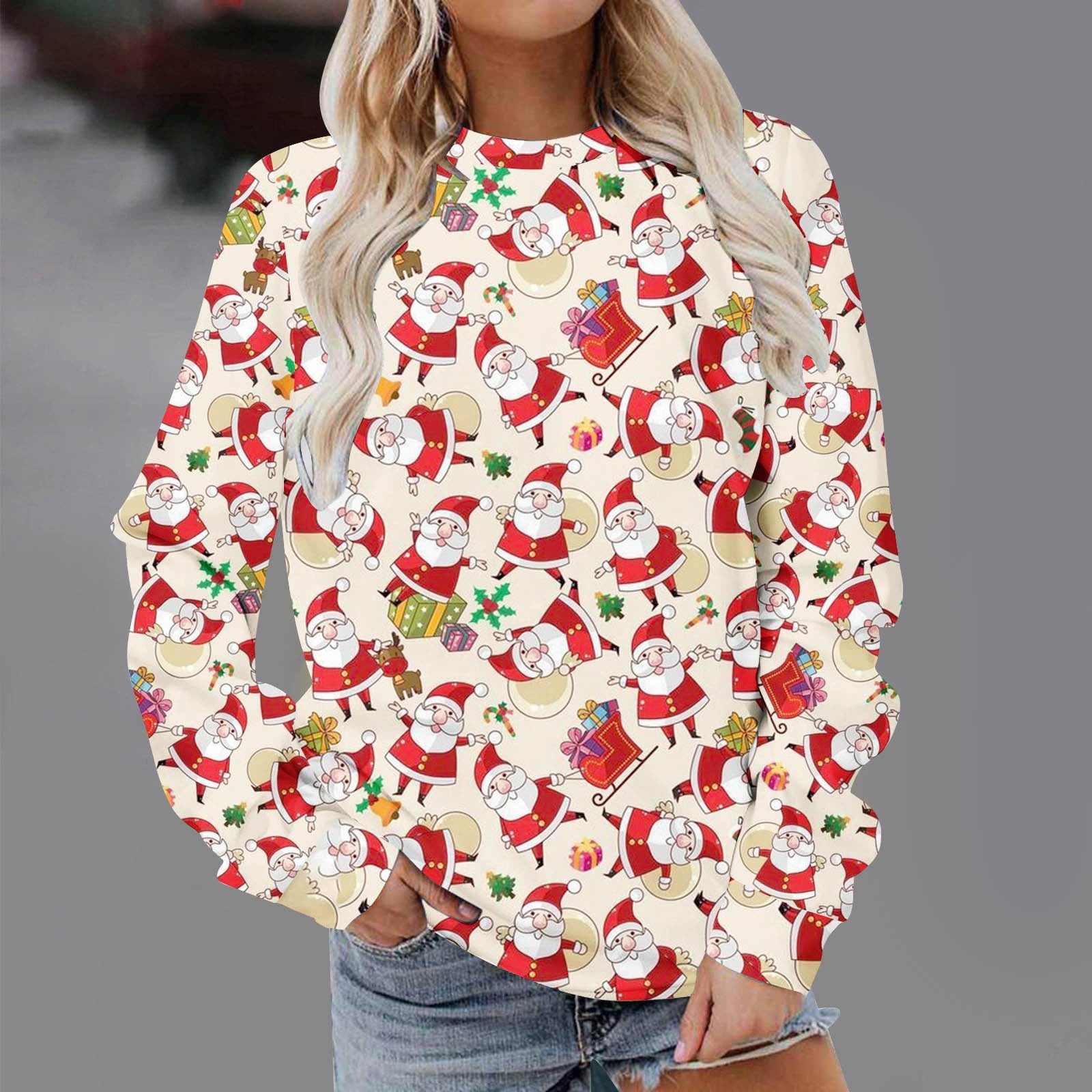 Festive Christmas Print Unisex Pullover Sweatshirt