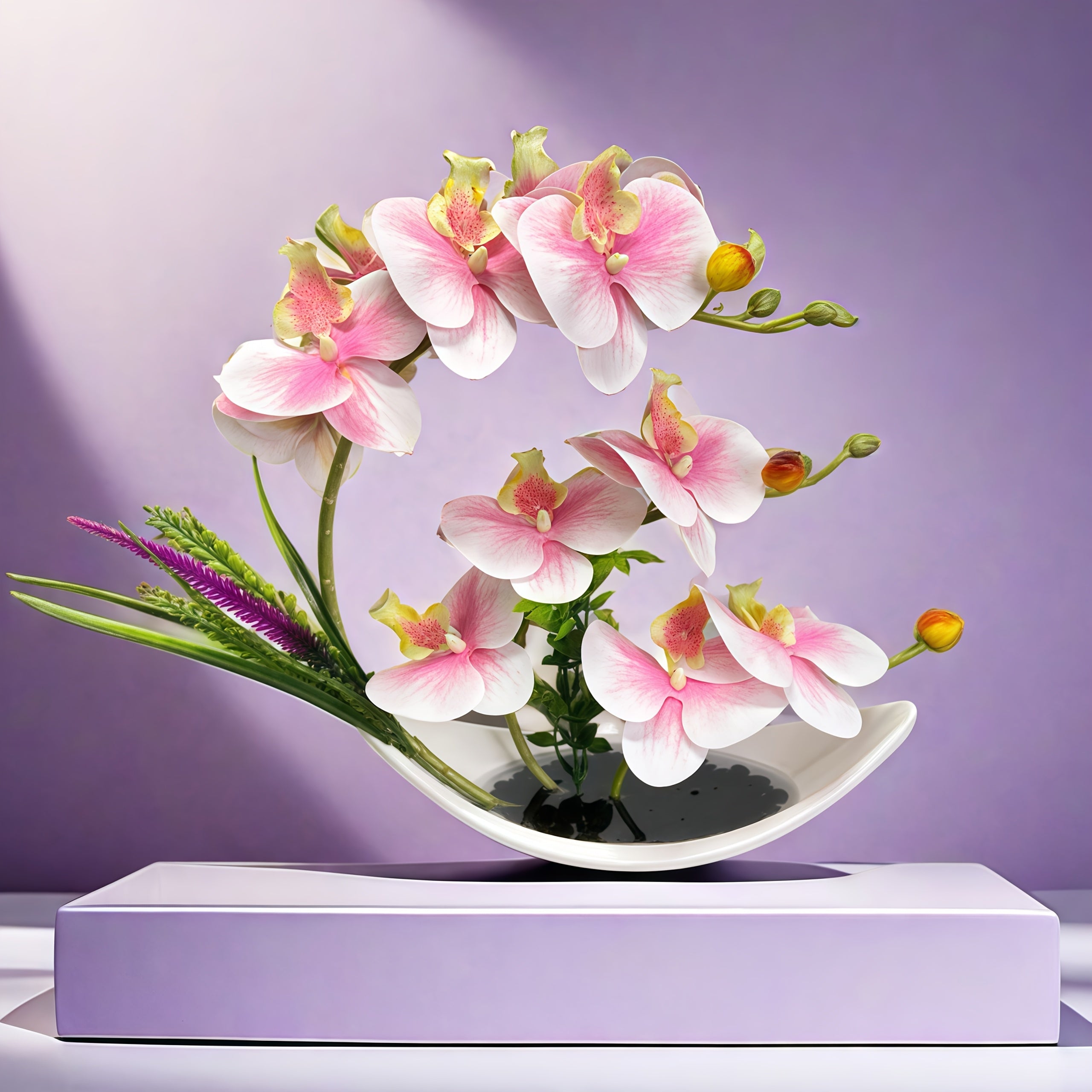[New Orchid Plant] New Artificial Orchid Potted Plant | Good Luck Decor for Living Room Home Office Hotel
