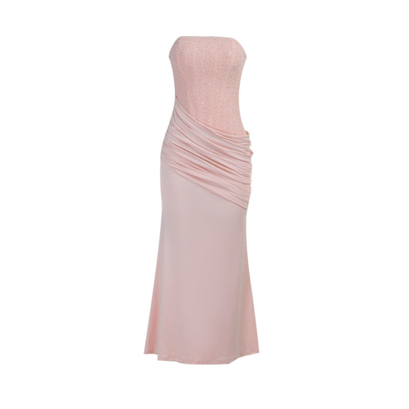 Womens Strapless Textured Evening Gown