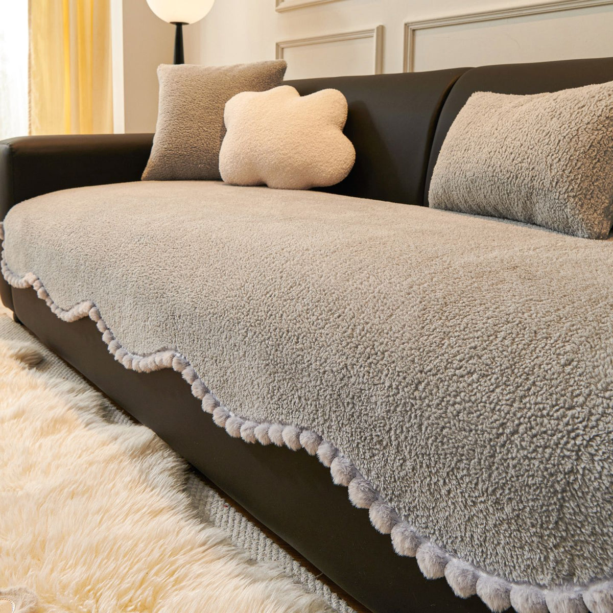Fleece-lined Extra-thick Plush Sofa Cover