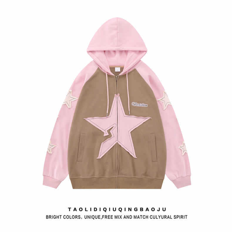 Women's Korean Loose Patchwork Hoodie Jacket