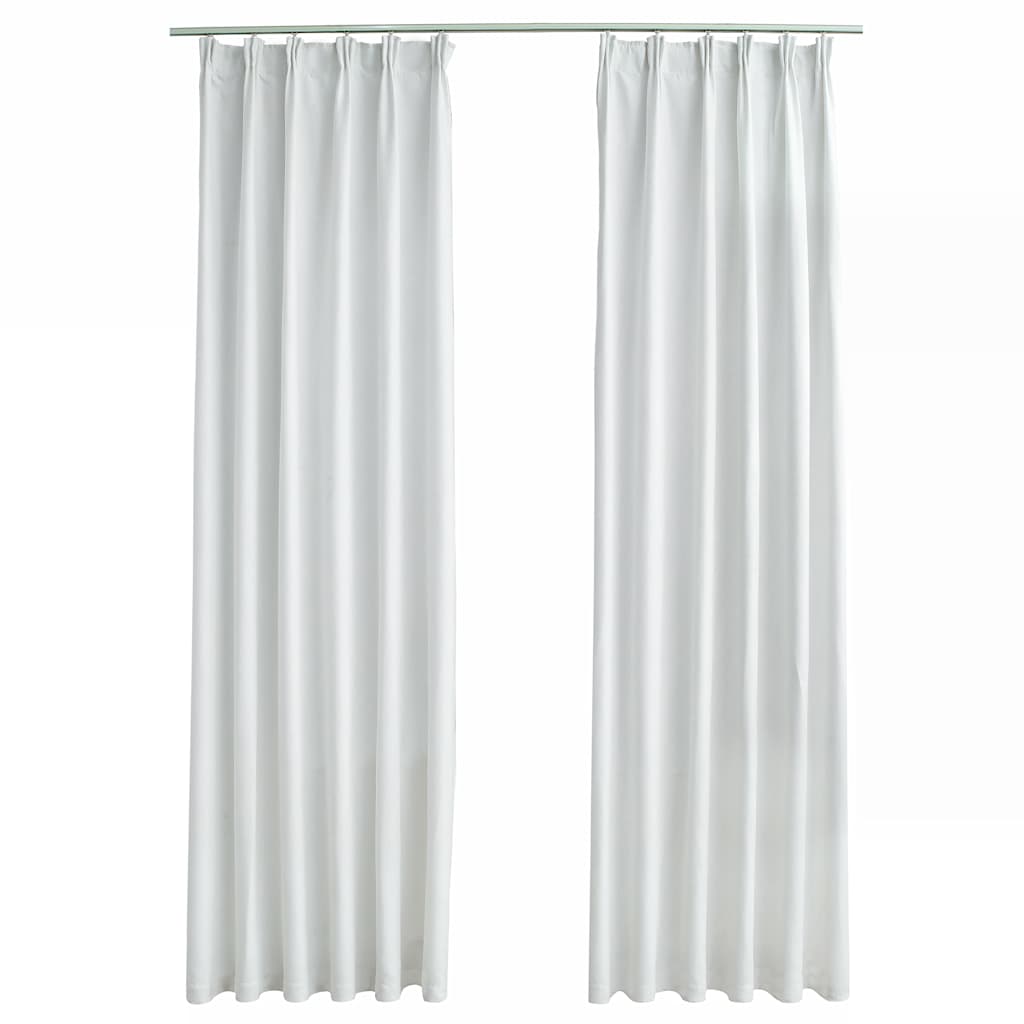 Blackout Curtains with Hooks, 2 Pieces, Grey-white