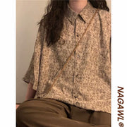 Women's American-style Vintage Floral Short-sleeved Shirt