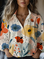 Women's Wear All-matching Printed Casual Lapel Shirt