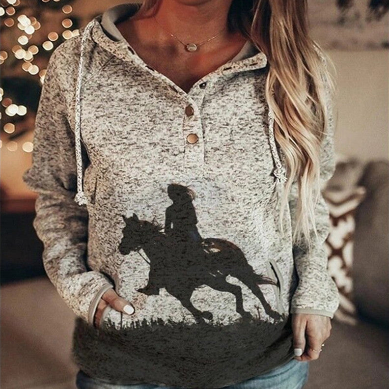 Women's Cozy Printed Loose Pullover Sweater