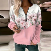 Women's Floral Zip Pullover Casual Casual Sweatshirt