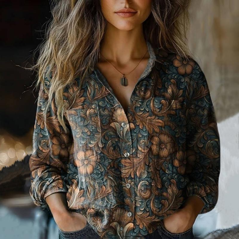 Women's Loose Casual Tie-dye Printed Long-sleeved Shirt