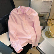 Striped Collar Designer Niche Womens Long-Sleeve Top