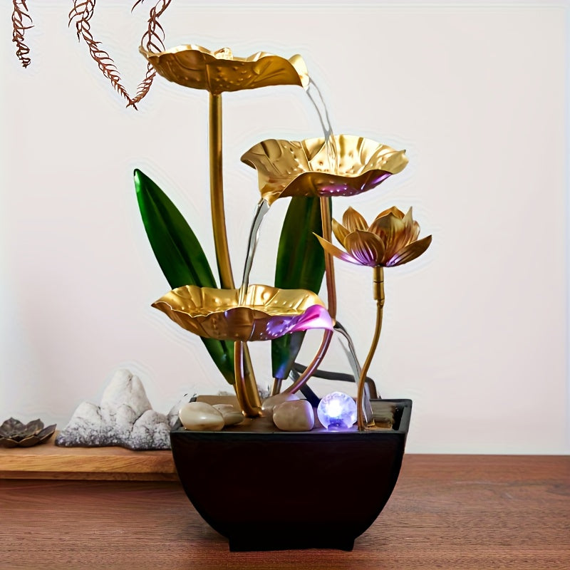 LED tabletop waterfall fountain for relaxation and meditation