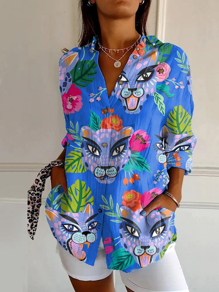 Women's Long-sleeved Printed Shirt