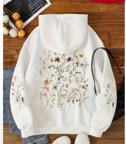 Floral Print Pocket Pullover Sweatshirt